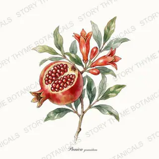 Pomegranate — vintage botanical The Plant Library print on a white background