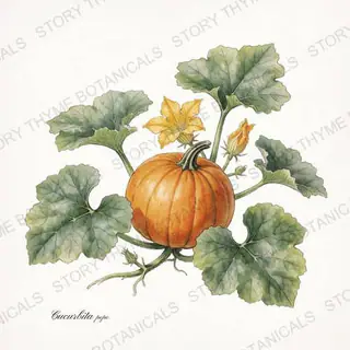 Pumpkin — vintage botanical The Plant Library print on a white background