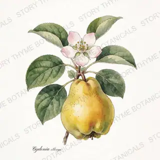 Quince — vintage botanical The Plant Library print on a white background