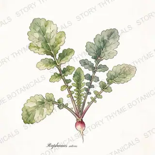 Radish — vintage botanical The Plant Library print on a white background