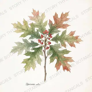 Northern Red Oak — vintage botanical The Plant Library print on a white background