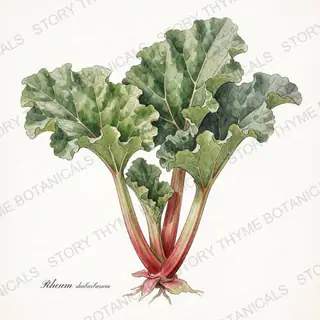 Rhubarb — vintage botanical The Plant Library print on a white background