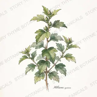 Rose of Sharon — vintage botanical The Plant Library print on a white background