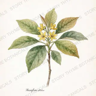 Sassafras — vintage botanical The Plant Library print on a white background