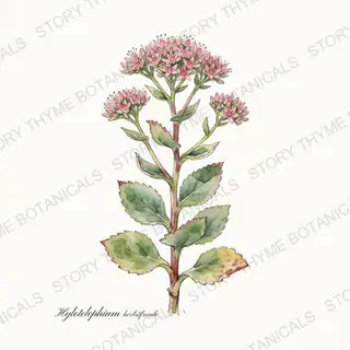 Autumn Sedum — vintage botanical The Plant Library print on a white background