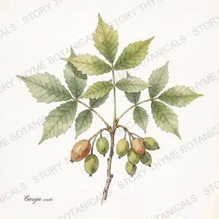 Shagbark Hickory — vintage botanical The Plant Library print on a white background