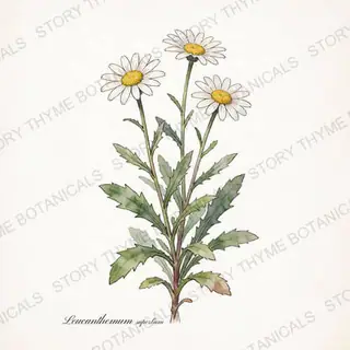 Shasta Daisy — vintage botanical The Plant Library print on a white background
