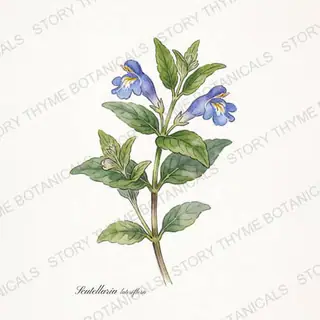 Skullcap — vintage botanical The Plant Library print on a white background