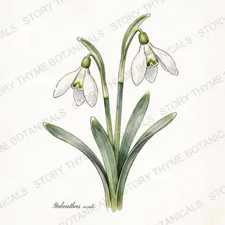 Snowdrop — vintage botanical The Plant Library print on a white background