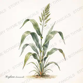 Sorghum-Sudangrass — vintage botanical The Plant Library print on a white background