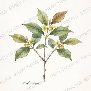 Spicebush — vintage botanical The Plant Library print on a white background