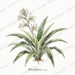 Spider Plant — vintage botanical The Plant Library print on a white background
