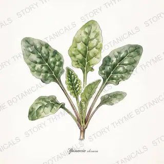 Spinach — vintage botanical The Plant Library print on a white background