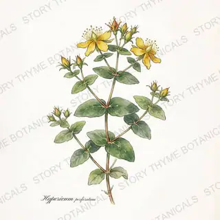 St. John's Wort — vintage botanical The Plant Library print on a white background