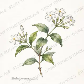 Star Jasmine (Confederate Jasmine) — vintage botanical The Plant Library print on a white background