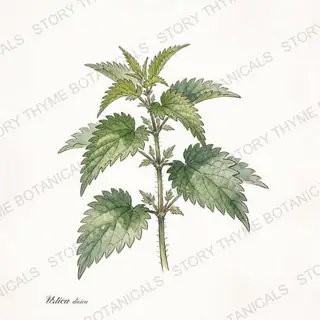 Stinging Nettle — vintage botanical The Plant Library print on a white background