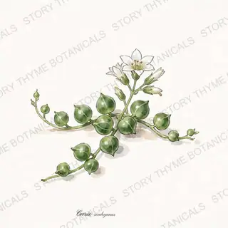 String of Pearls — vintage botanical The Plant Library print on a white background