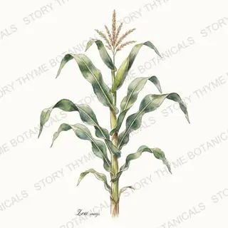 Sweet Corn — vintage botanical The Plant Library print on a white background