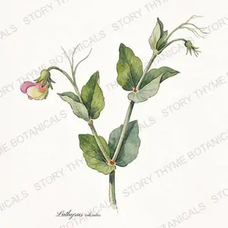 Sweet Pea — vintage botanical The Plant Library print on a white background