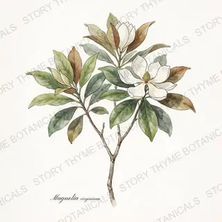 Sweetbay Magnolia — vintage botanical The Plant Library print on a white background