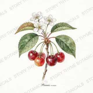 Tart Cherry — vintage botanical The Plant Library print on a white background