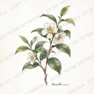 Tea Plant — vintage botanical The Plant Library print on a white background