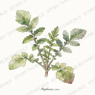 Tillage Radish (Daikon Cover Crop) — vintage botanical The Plant Library print on a white background