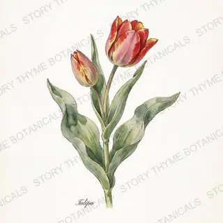Tulip — vintage botanical The Plant Library print on a white background