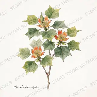 Tulip Poplar — vintage botanical The Plant Library print on a white background