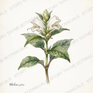 Turtlehead — vintage botanical The Plant Library print on a white background