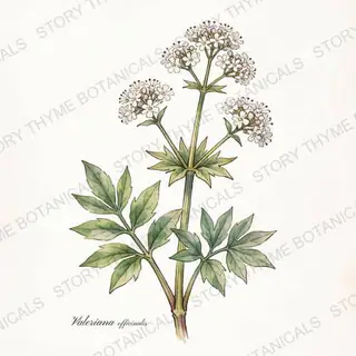 Valerian — vintage botanical The Plant Library print on a white background