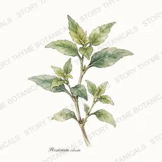 Vietnamese Coriander (Rau Ram) — vintage botanical The Plant Library print on a white background