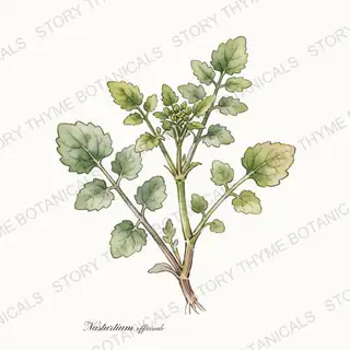 Watercress — vintage botanical The Plant Library print on a white background