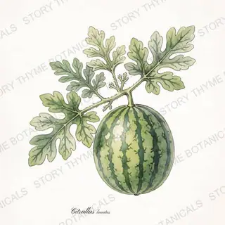 Watermelon — vintage botanical The Plant Library print on a white background