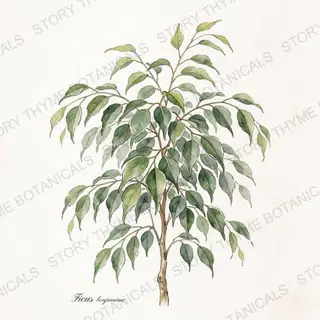 Weeping Fig — vintage botanical The Plant Library print on a white background
