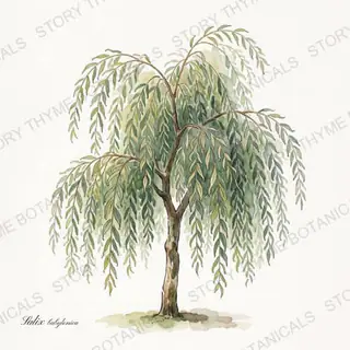 Weeping Willow — vintage botanical The Plant Library print on a white background