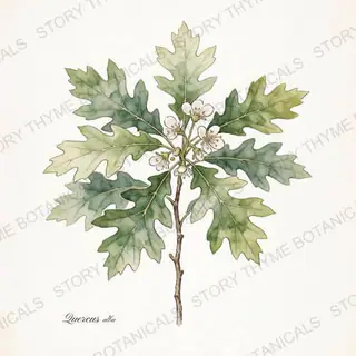 White Oak — vintage botanical The Plant Library print on a white background