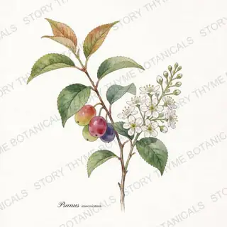 American Wild Plum — vintage botanical The Plant Library print on a white background