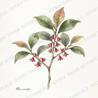Winterberry Holly — vintage botanical The Plant Library print on a white background