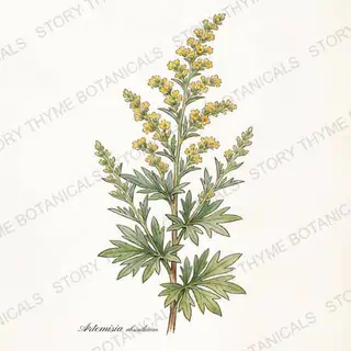 Wormwood (Artemisia) — vintage botanical The Plant Library print on a white background