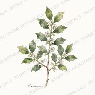 Yaupon Holly — vintage botanical The Plant Library print on a white background
