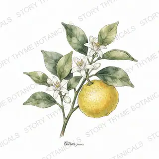 Yuzu — vintage botanical The Plant Library print on a white background