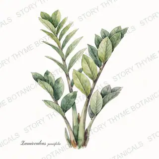 ZZ Plant — vintage botanical The Plant Library print on a white background