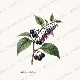 Belladonna — vintage botanical Poisonous Plants print on a white background