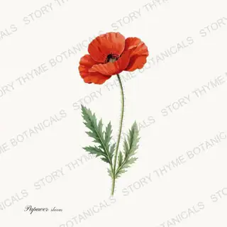 Flanders Poppy — vintage botanical Poppies print on a white background
