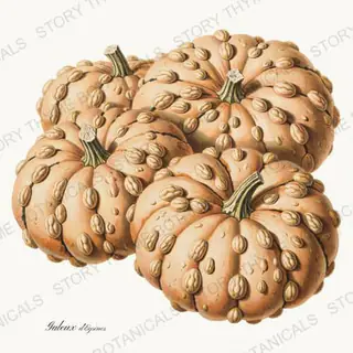 Peanut Pumpkin — vintage botanical Heirloom Pumpkins print on a white background