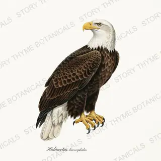 Bald Eagle — vintage botanical Birds of Prey print on a white background