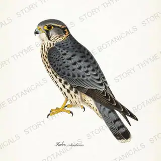 Merlin — vintage botanical Birds of Prey print on a white background