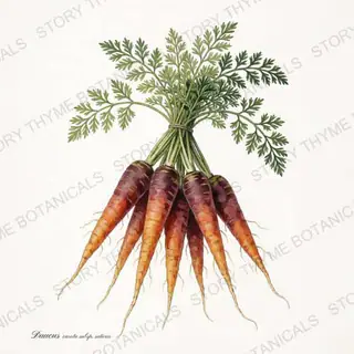 Purple Carrot — vintage botanical Roots & Alliums print on a white background