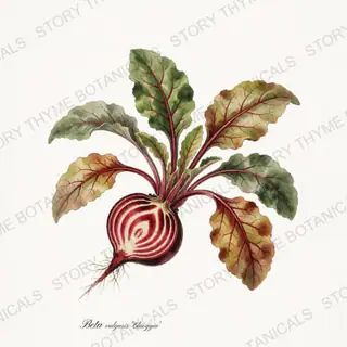 Chioggia Beet — vintage botanical Roots & Alliums print on a white background